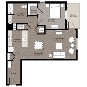 Apartment floor plan for Millport at Cedar Heights. 