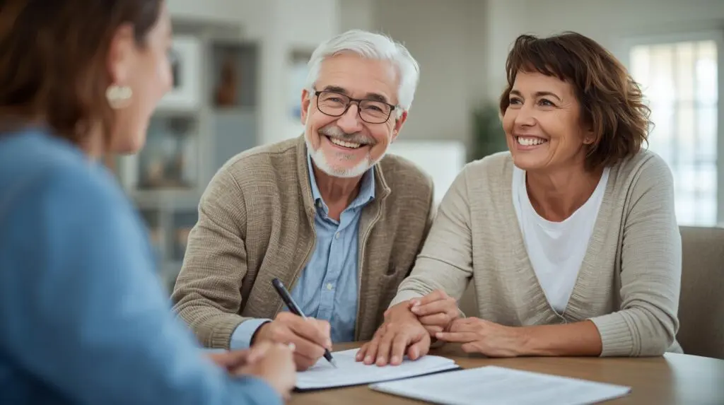 couple discussing paying for senior living pa