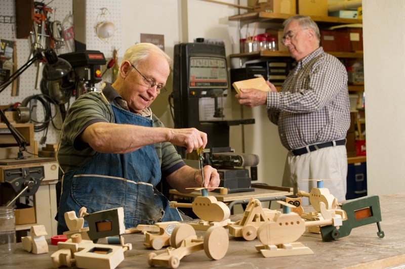 UZRC residents using the wood working shop