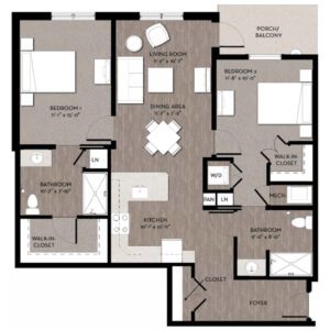 Apartment floor plan for Brookfield at Cedar Heights. 